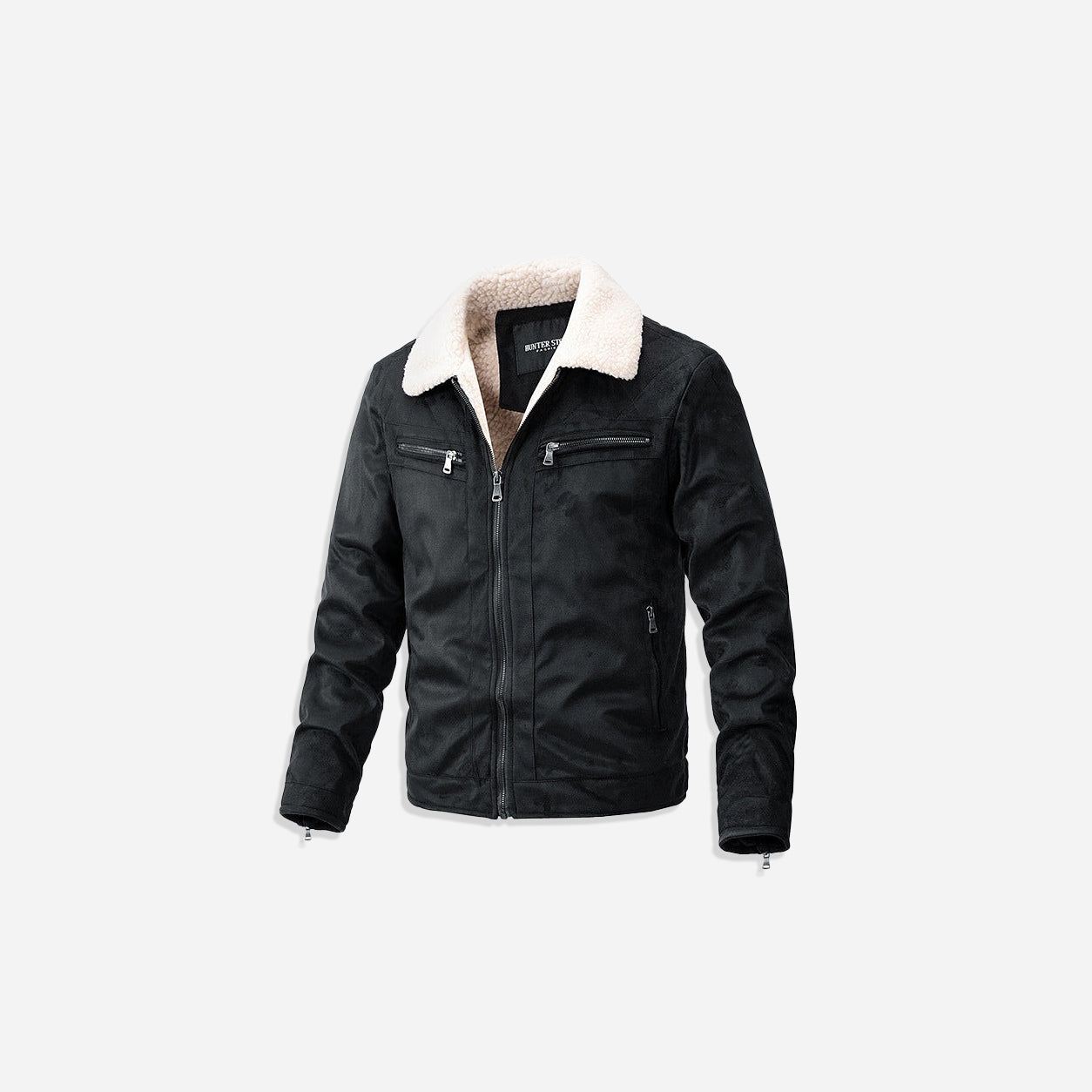 Men’s Suede Fabric Zipper Jacket | Casual Berber Fleece Coat