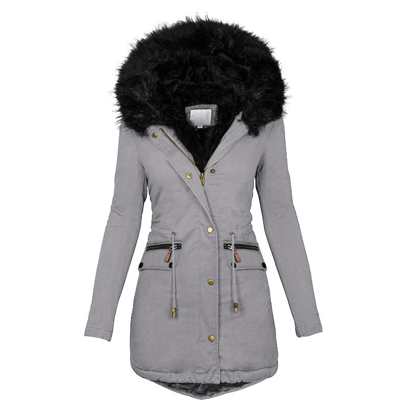 Women's Plush Hooded Parka Jacket | Warm Winter Coat