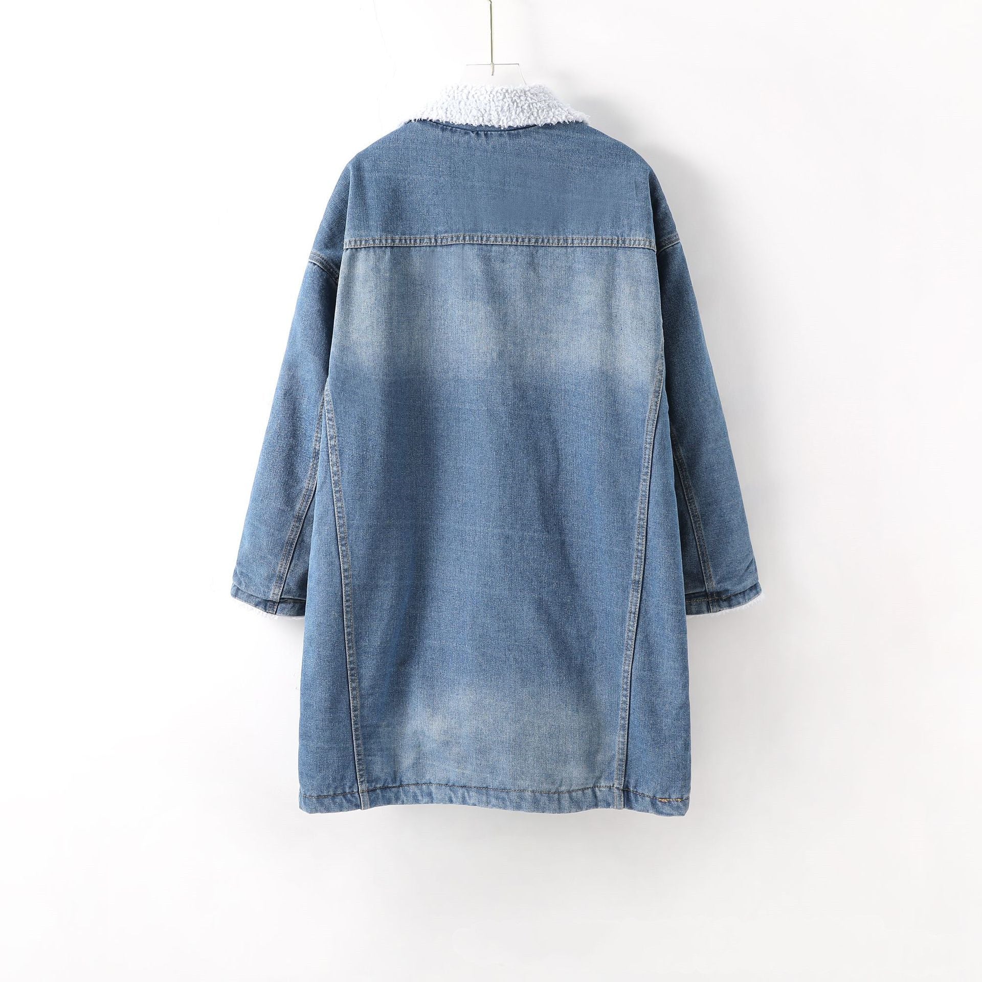 Women’s Fur-Lined Denim Jacket | Winter Wool Bomber Coat