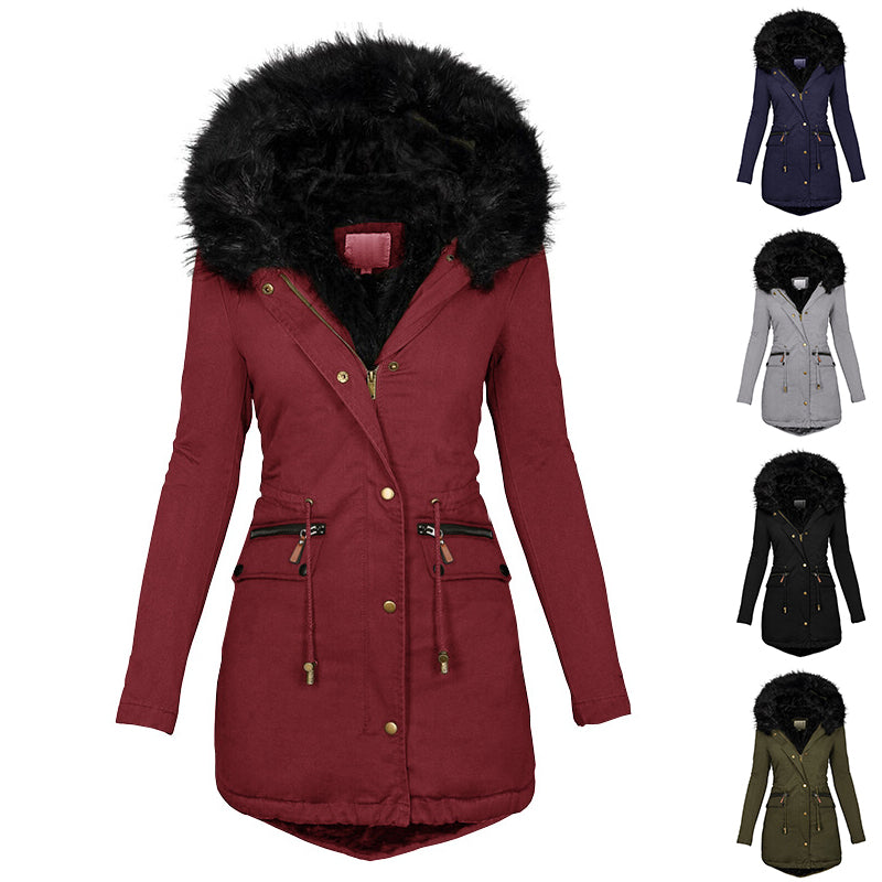 Women's Plush Hooded Parka Jacket | Warm Winter Coat