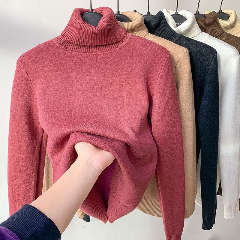 Women's Fleece Turtleneck Sweater | Knit Pullover