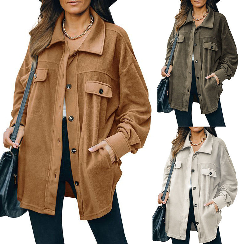 Women's Fleece Lapel Cardigan Jacket | Casual Coat