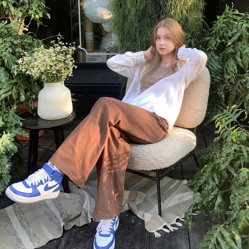 Women’s Brown Straight Jeans | Retro Casual Denim