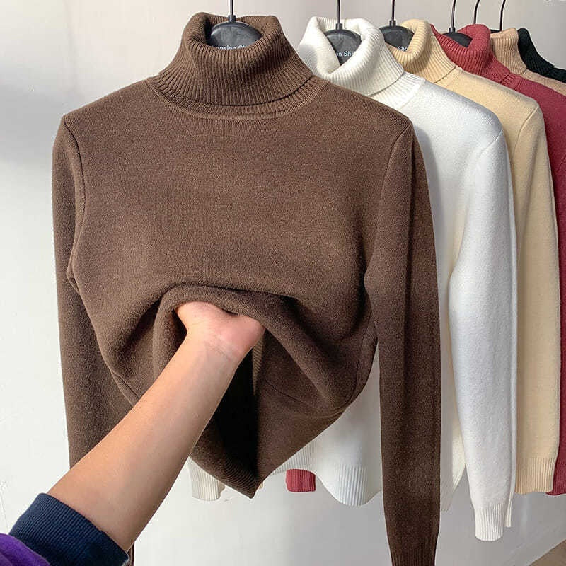 Women's Fleece Turtleneck Sweater | Knit Pullover