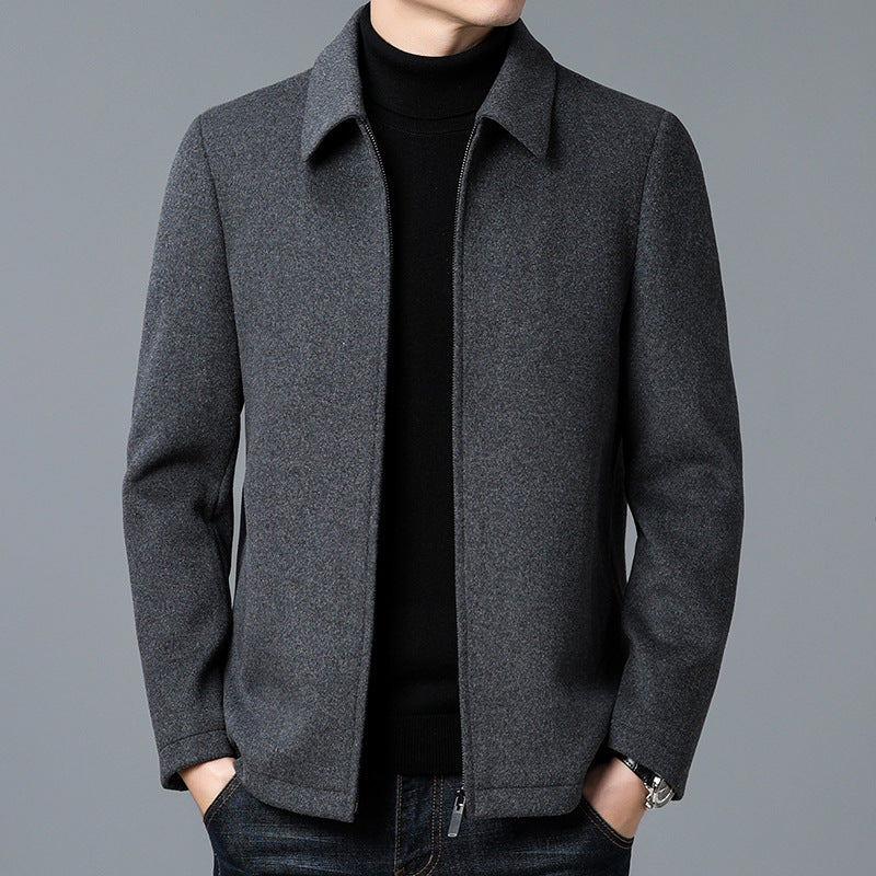 Men’s Casual Polo Collar Woolen Jacket | Warm Winter Coat