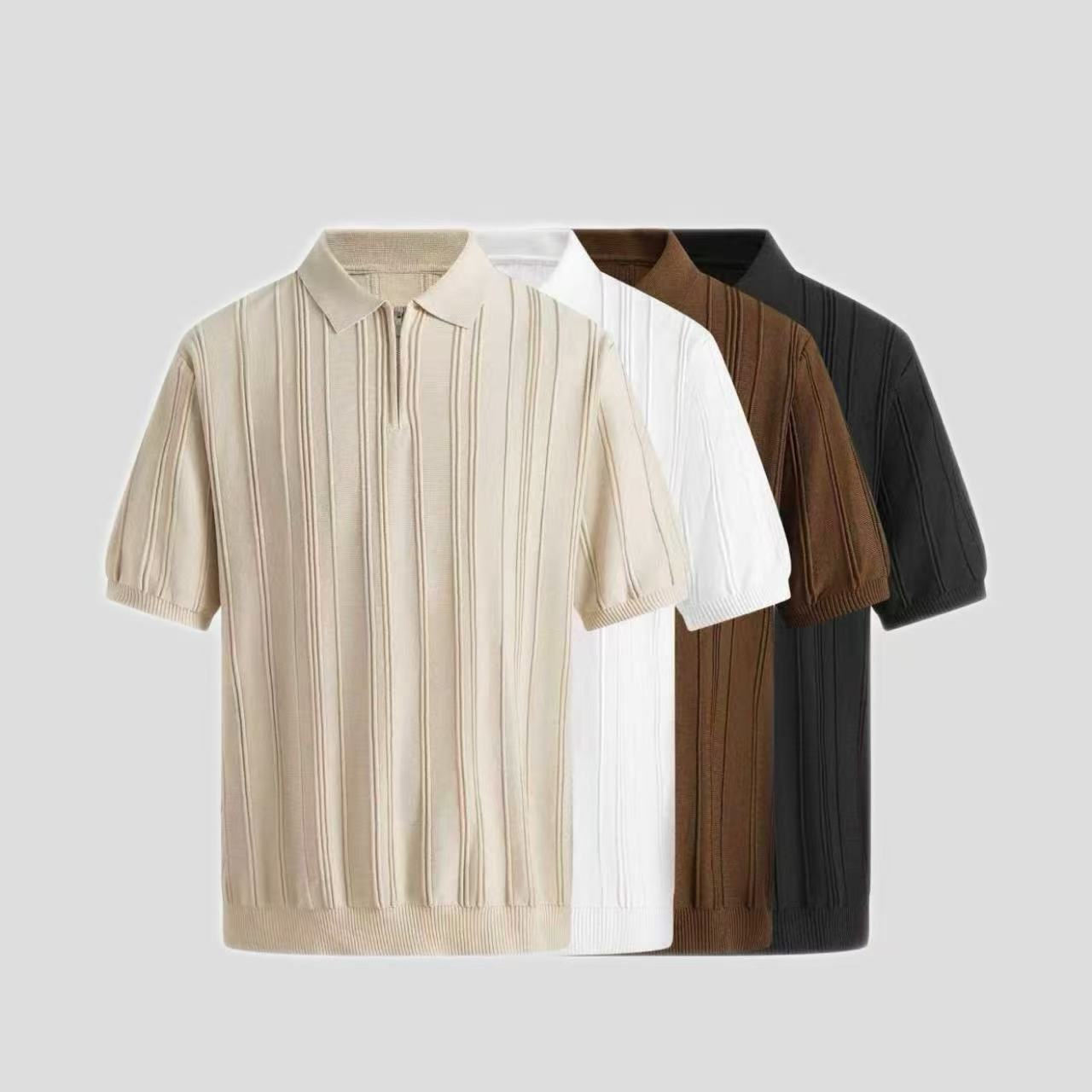 Men's Half-Zip Knit T-Shirt | Slim Fit Short Sleeve