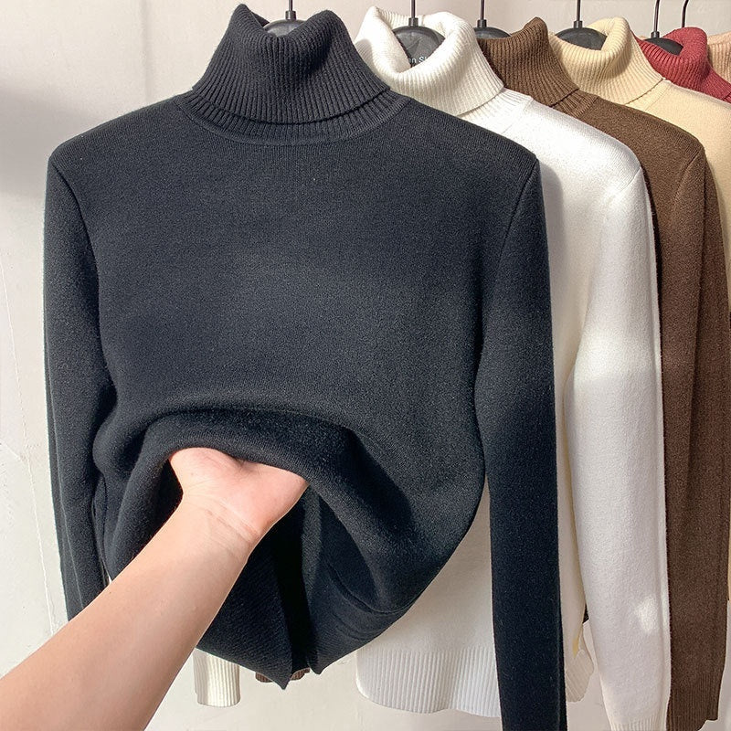 Women's Fleece Turtleneck Sweater | Knit Pullover