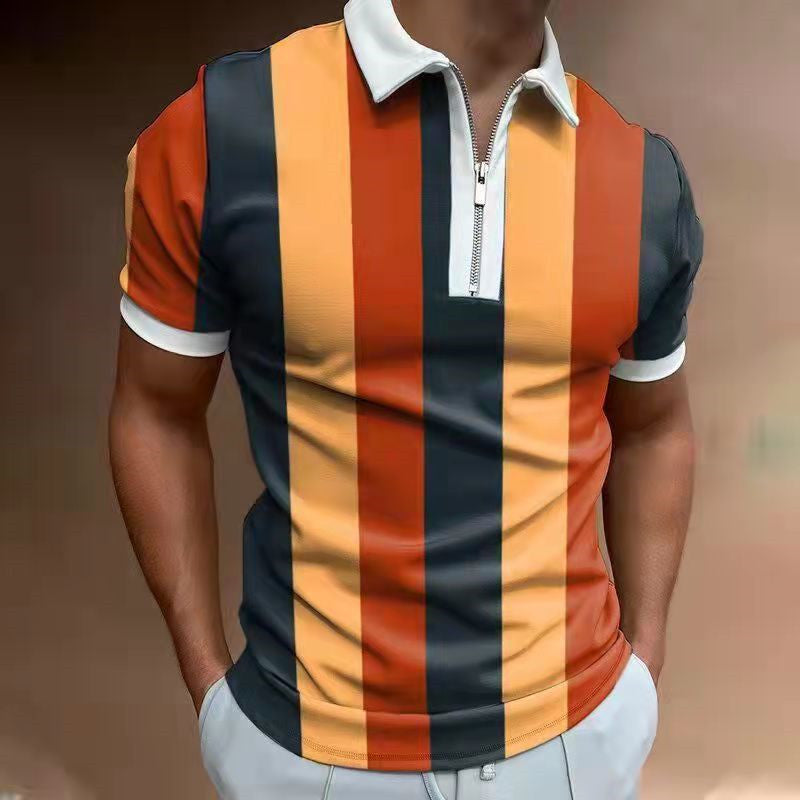 Men’s Striped Polo Shirt | Casual Short Sleeve Tee