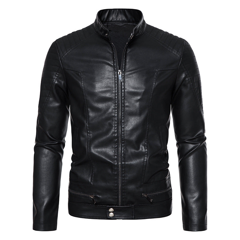 Men's Leather Jacket | Stylish Zip-Up Biker Coat