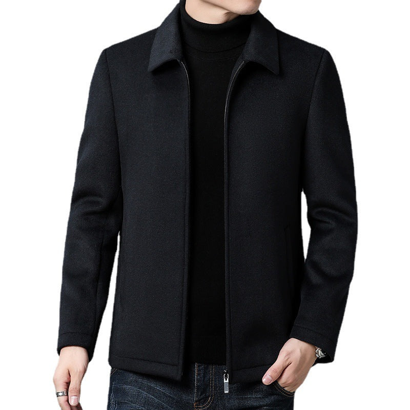 Men’s Casual Polo Collar Woolen Jacket | Warm Winter Coat