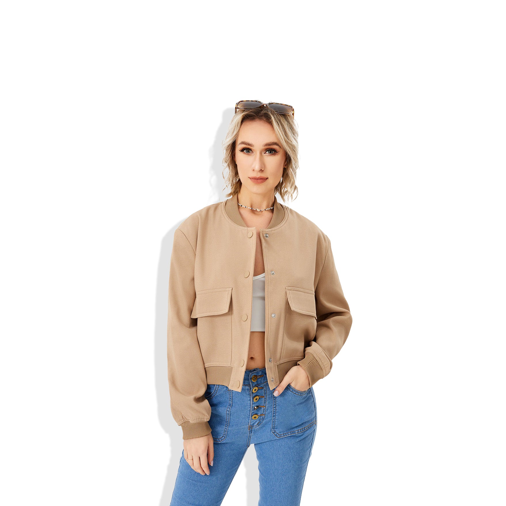 Women’s Cropped Bomber Jacket | Lightweight Varsity Jacket