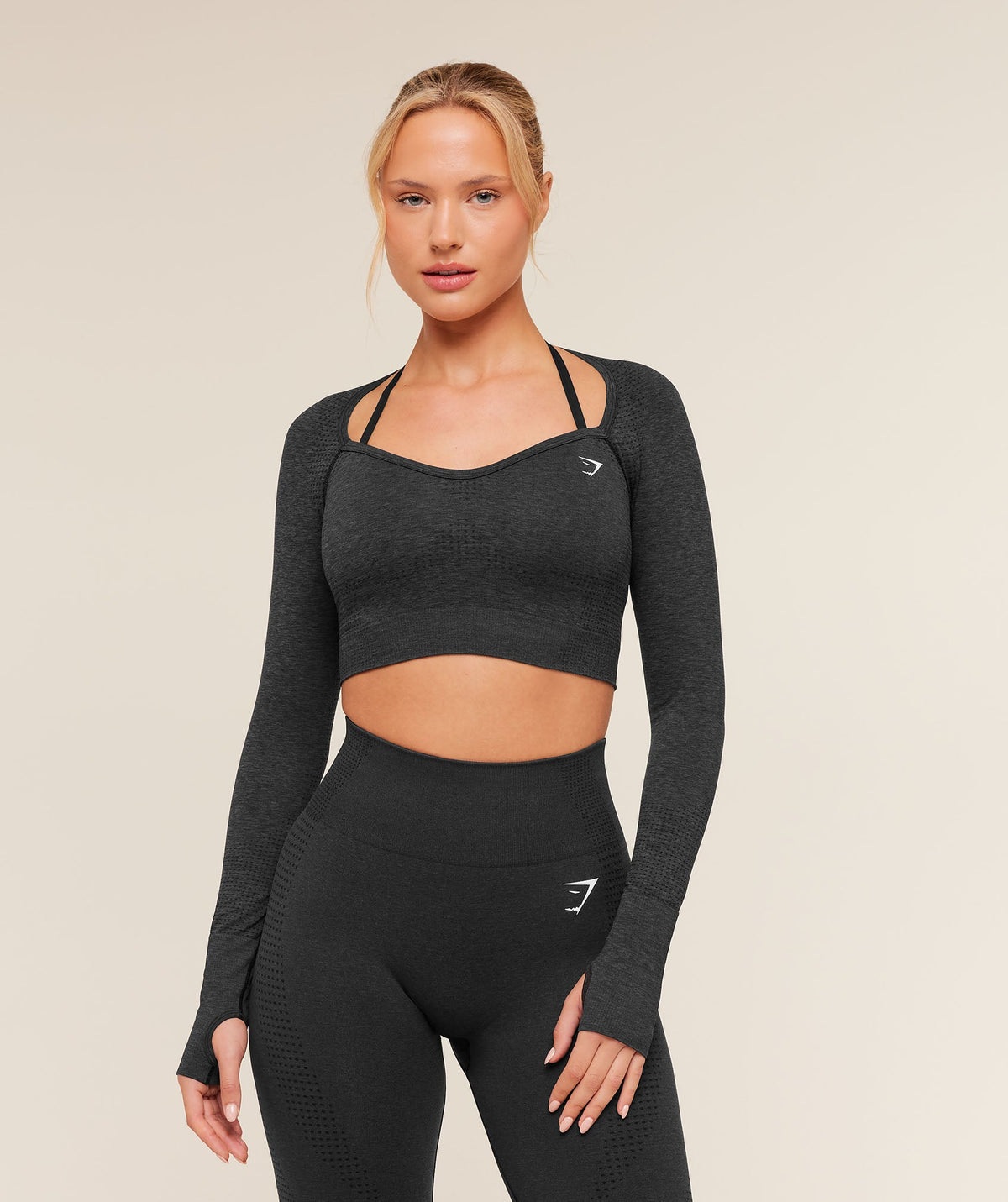 Vital Sweetheart Neck Crop Top - Black Marl product image