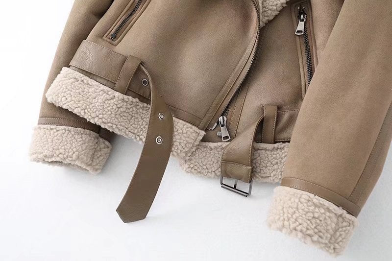 Herren-Motorradjacke aus Wildleder | Fleecegefütterter Wintermantel