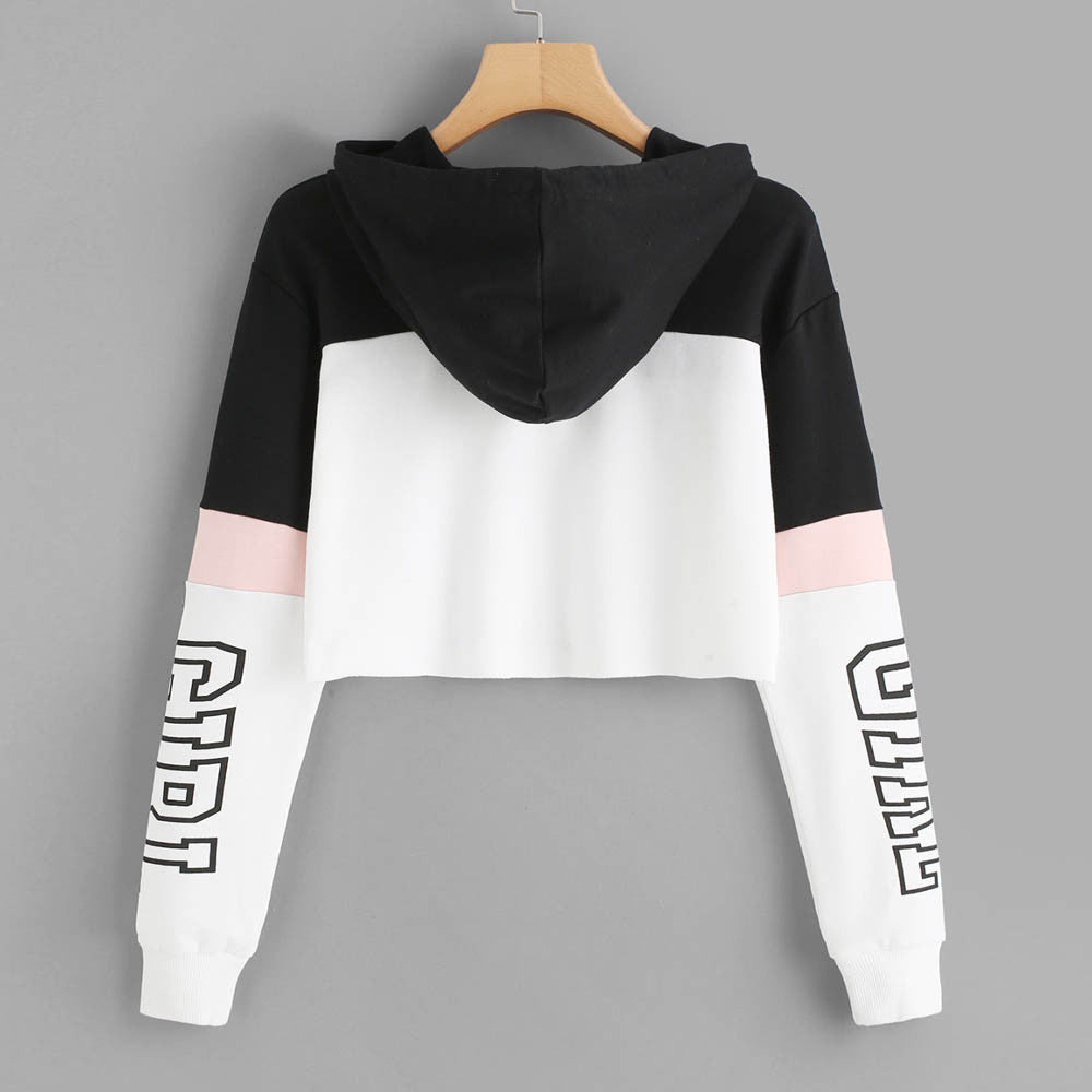 Women’s Crop Hoodie | Patchwork Graphic Sweatshirt
