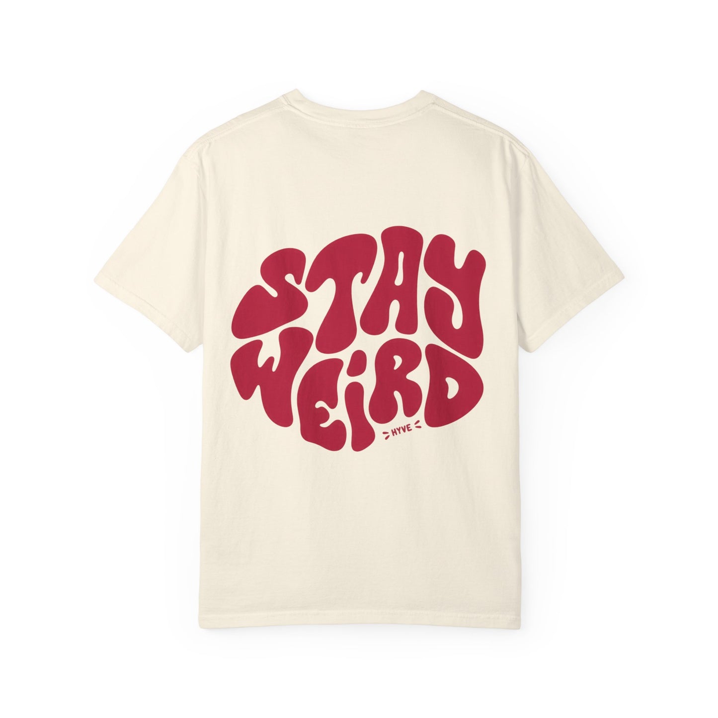 Stay Weird Graphic T-Shirt — Retro Red Psychedelic Design