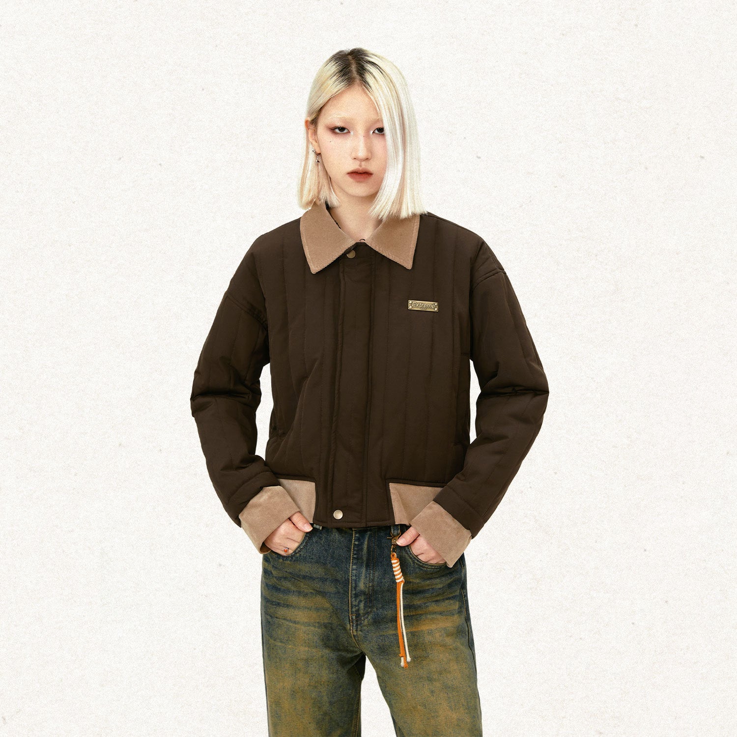 Women's Colorblock Cotton Jacket | Casual Contrast Coat