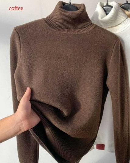 Women's Fleece Turtleneck Sweater | Knit Pullover