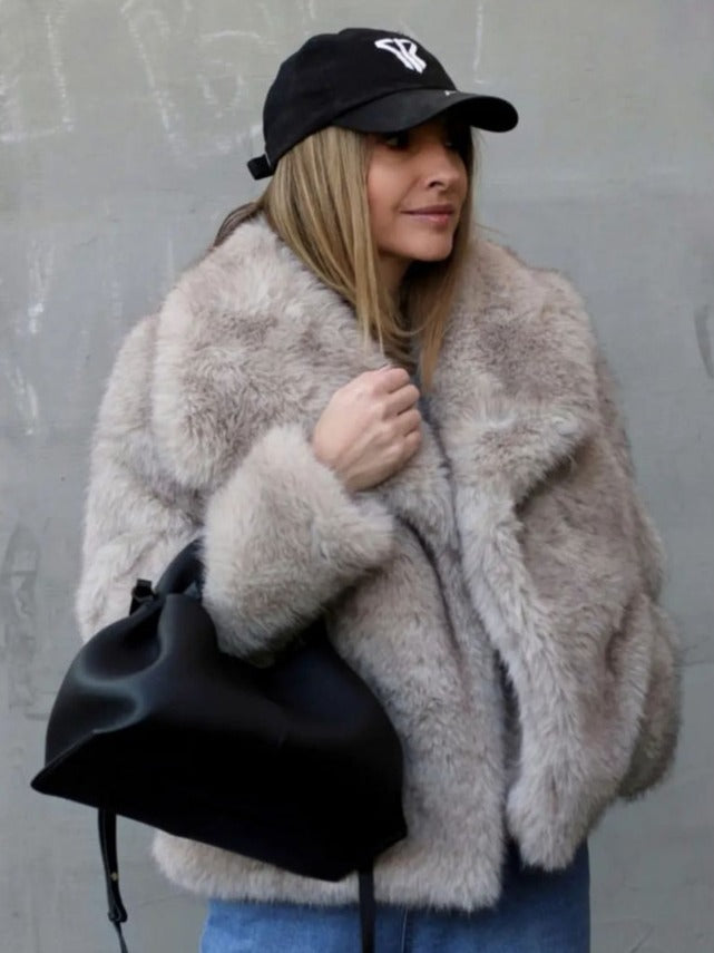 Women’s Plush Winter Coat | Fluffy Lapel