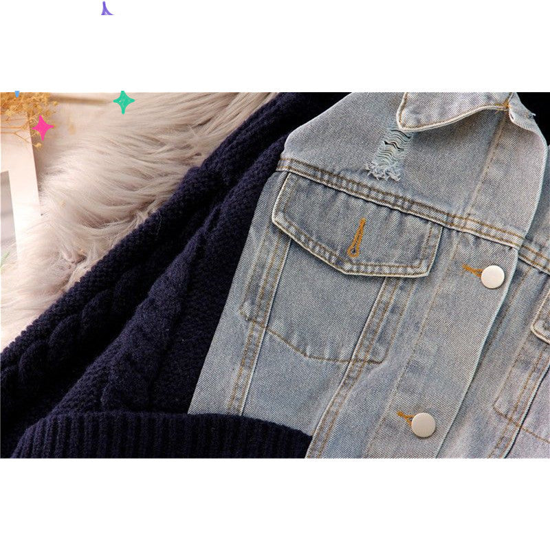Women’s Loose Denim Jacket | Knitted Cardigan Style Outerwear