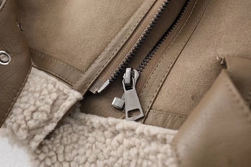 Herren-Motorradjacke aus Wildleder | Fleecegefütterter Wintermantel