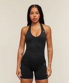 Adapt Animal x Whitney Halter Neck Shelf Cami - Black/Asphalt Grey product image