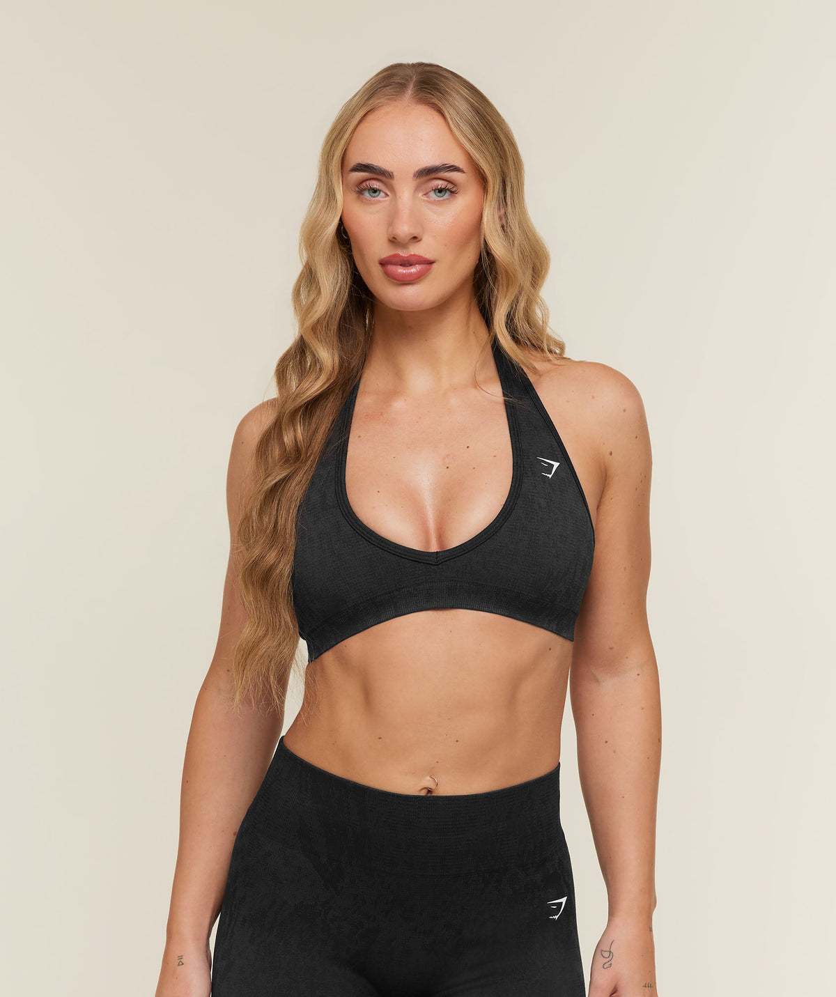 Adapt Animal x Whitney Halter Neck Sports Bra - Black/Asphalt Grey product image