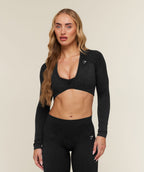 Adapt Animal x Whitney Long Sleeve Crop Top - Black/Asphalt Grey product image