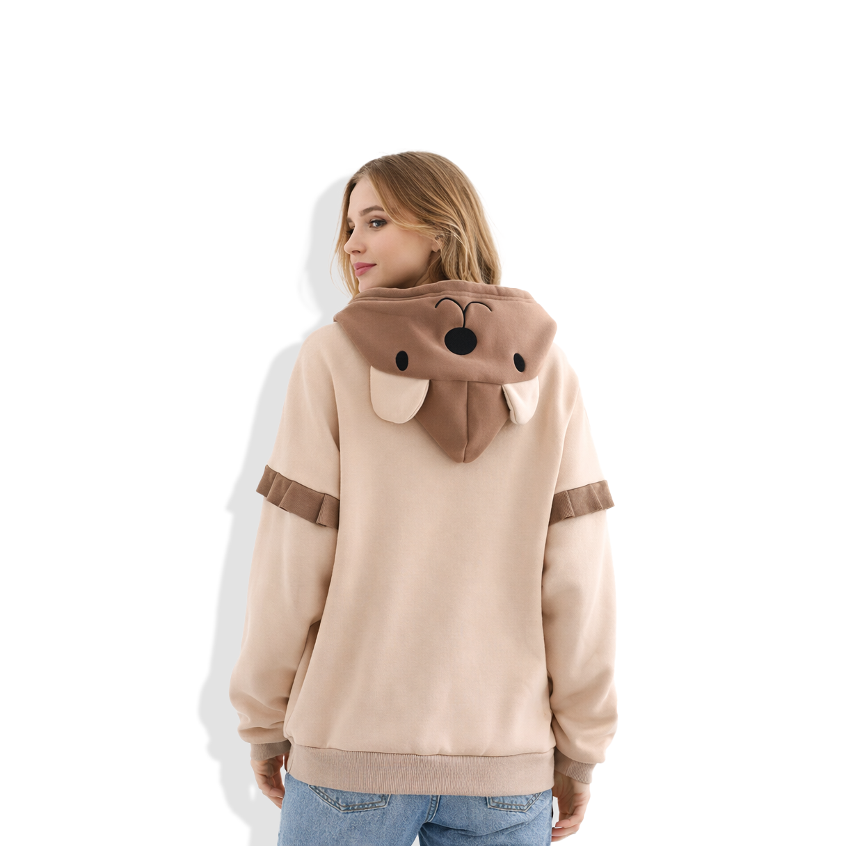 Women’s Bear Embroidery Hoodie | Oversized Velvet Sweatshirt