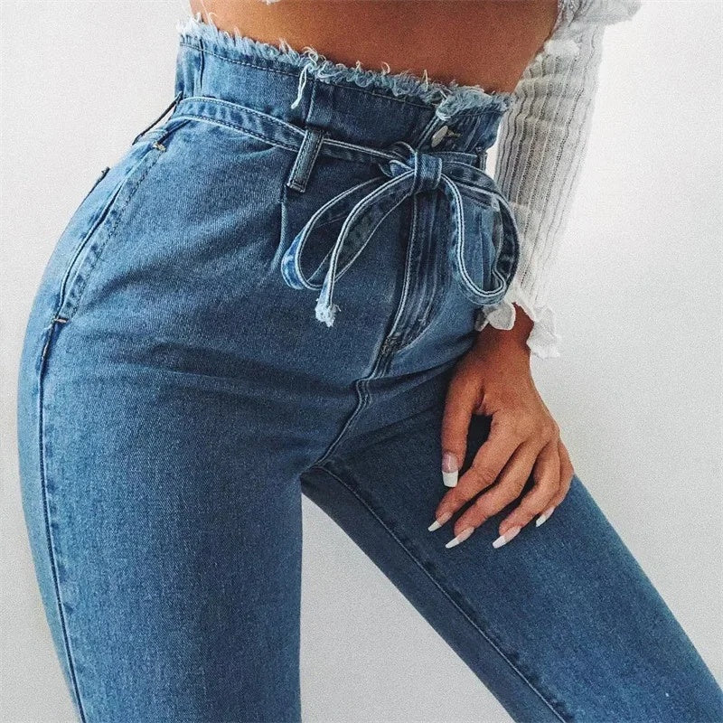 Women’s High-Waisted Skinny Denim Jeans | Washed Pencil Pants