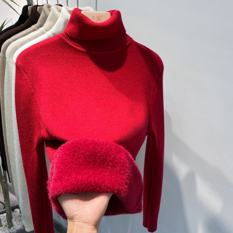 Women's Fleece Turtleneck Sweater | Knit Pullover