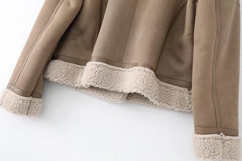 Herren-Motorradjacke aus Wildleder | Fleecegefütterter Wintermantel