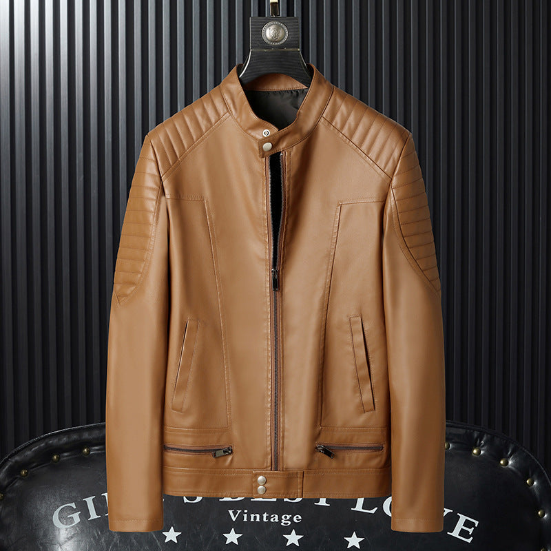 Men's Leather Jacket | Stylish Zip-Up Biker Coat