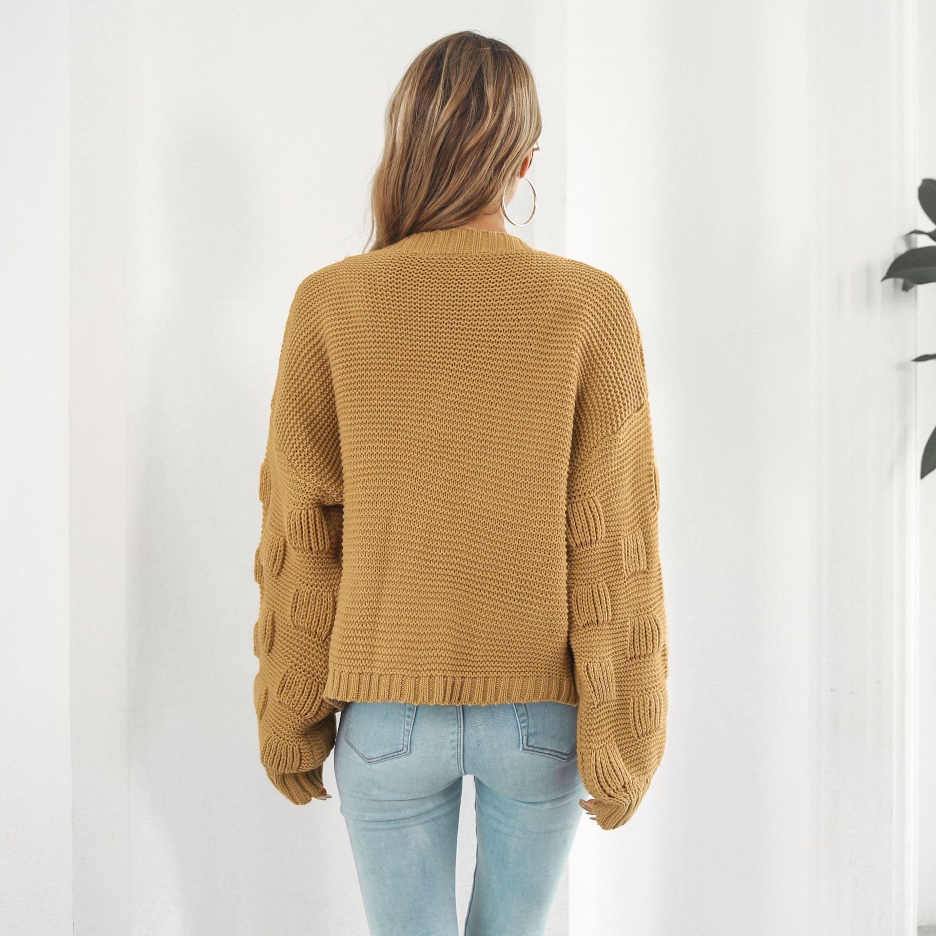 Women's Puff Sleeve Chunky Knit Cardigan | Cozy Sweater