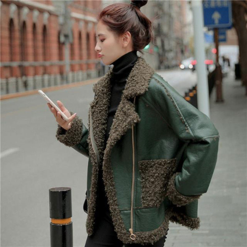 Women’s Lamb Wool Fur Coat | Warm Solid Color Winter Outerwear
