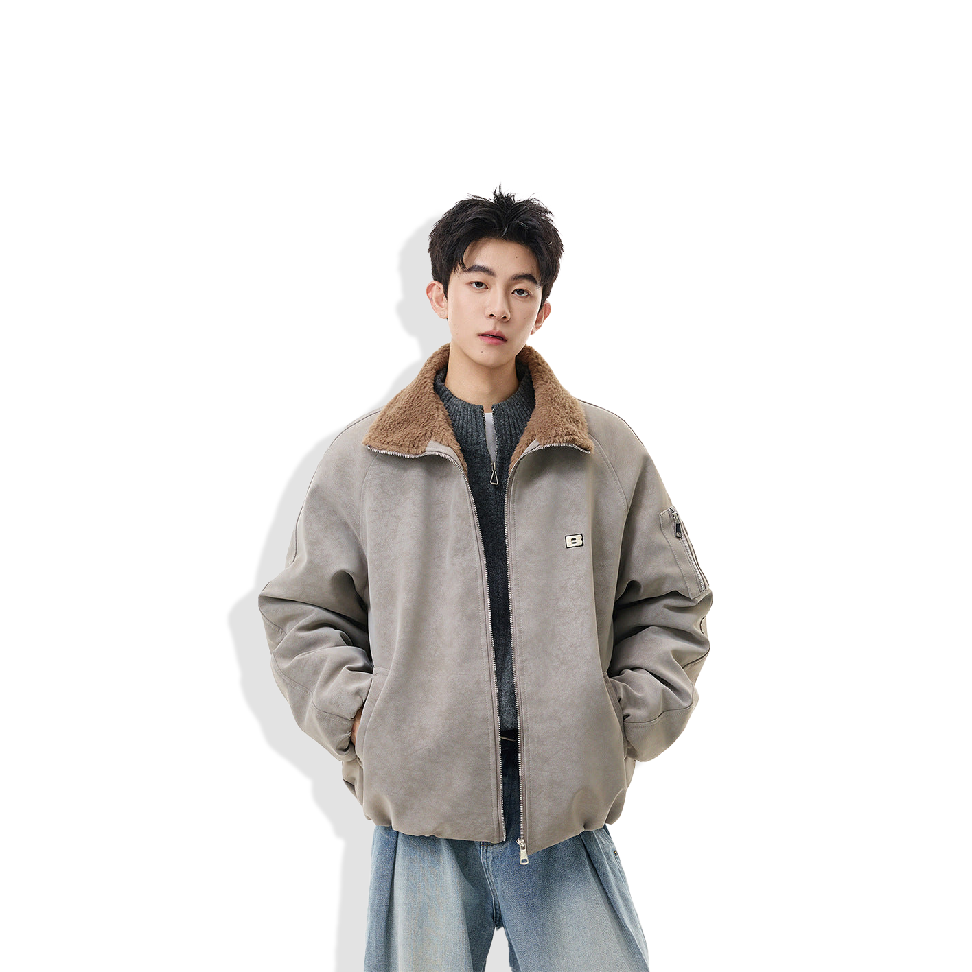 Men's Fleece-Lined Leather Jacket | Retro Lapel Winter Coat