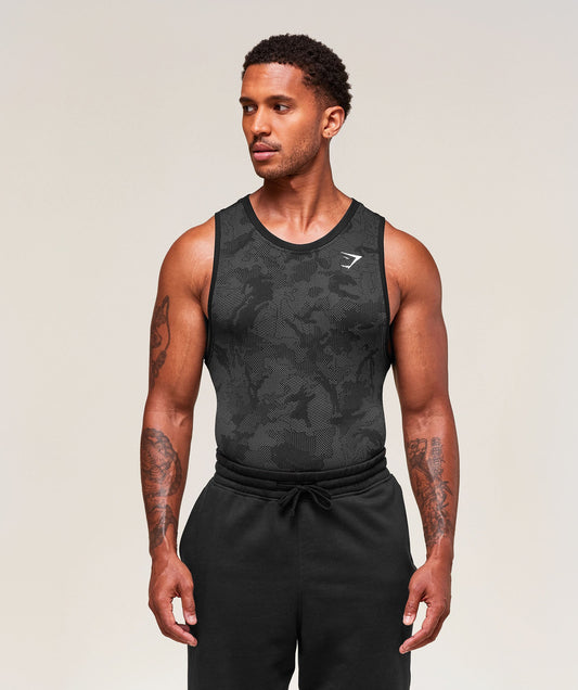 Geo Seamless Tank - Black/Charcoal Grey product image