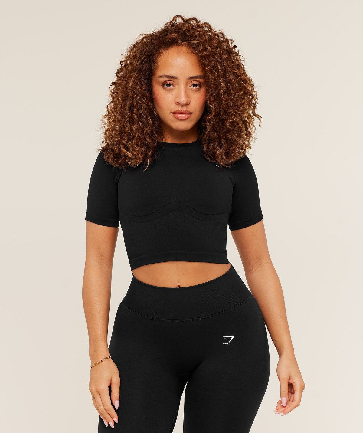 Lift Seamless Short Sleeve Top - Black/Black Marl product image