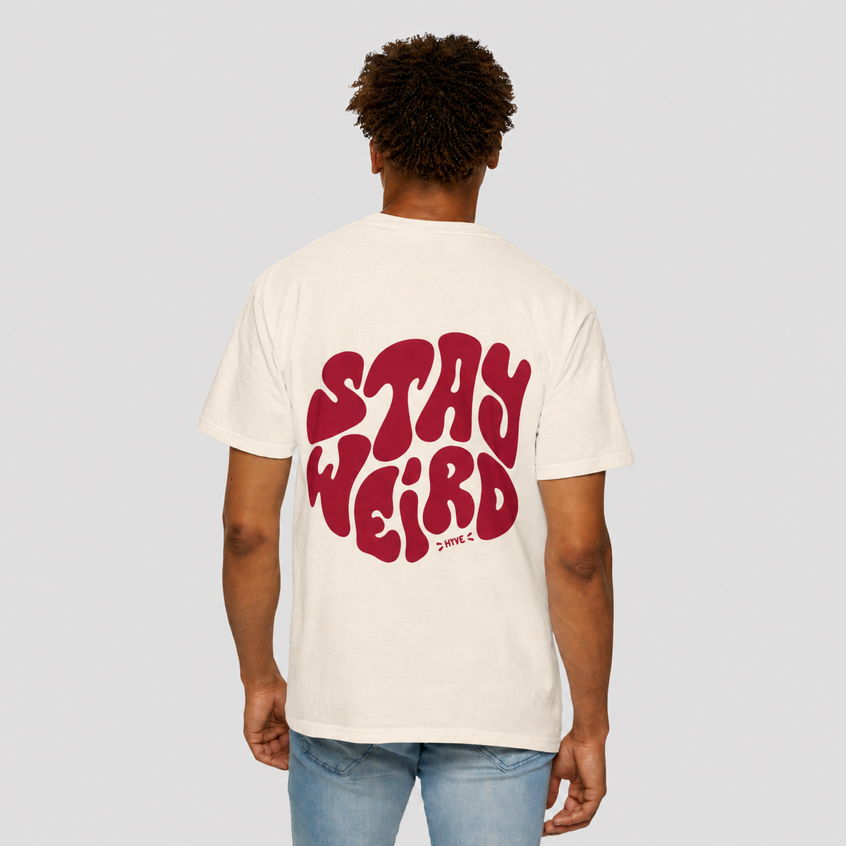 Stay Weird Graphic T-Shirt - Retro Red Psychedelic Design